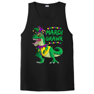 Mardi Grawr Dino Jester Outfit, Mardi Gras T Rex Kids Boys PosiCharge Competitor Tank