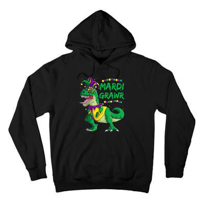 Mardi Grawr Dino Jester Outfit, Mardi Gras T Rex Kids Boys Tall Hoodie