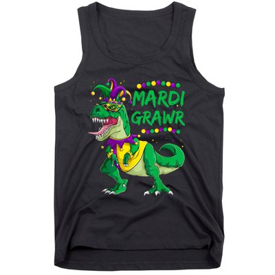 Mardi Grawr Dino Jester Outfit, Mardi Gras T Rex Kids Boys Tank Top