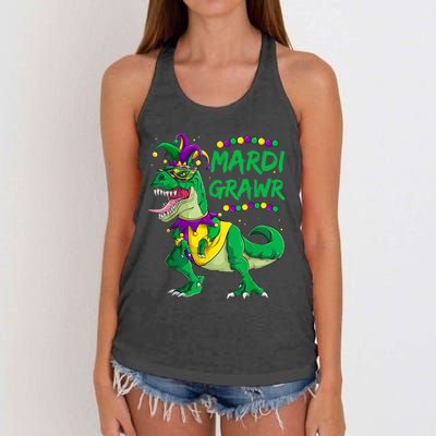 Mardi Grawr Dino Jester Outfit, Mardi Gras T Rex Kids Boys Women's Knotted Racerback Tank