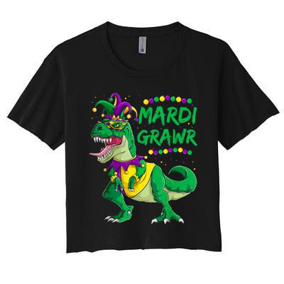 Mardi Grawr Dino Jester Outfit, Mardi Gras T Rex Kids Boys Women's Crop Top Tee