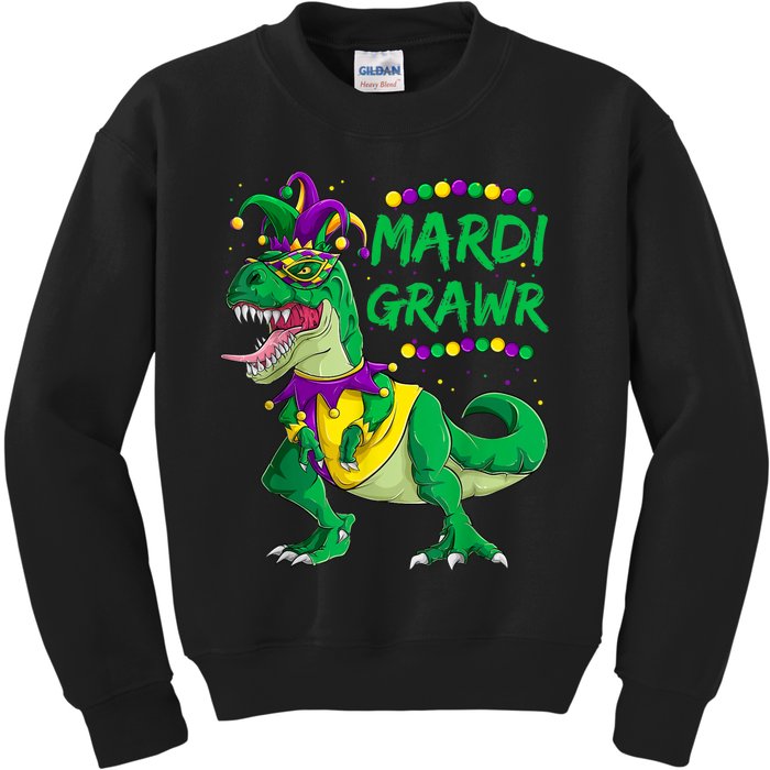 Mardi Grawr Dino Jester Outfit, Mardi Gras T Rex Kids Boys Kids Sweatshirt