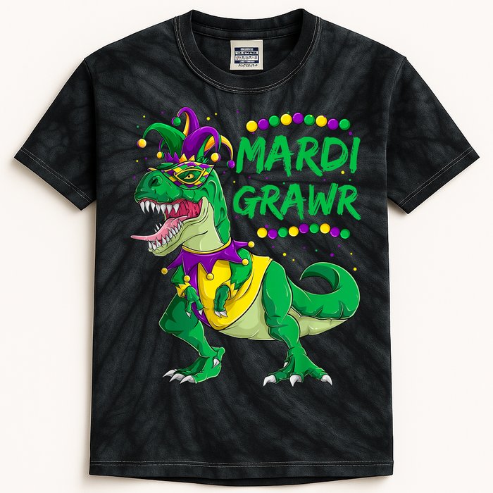 Mardi Grawr Dino Jester Outfit, Mardi Gras T Rex Kids Boys Kids Tie-Dye T-Shirt