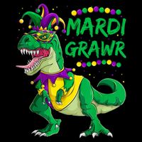 Mardi Grawr Dino Jester Outfit, Mardi Gras T Rex Kids Boys Zip Tote Bag