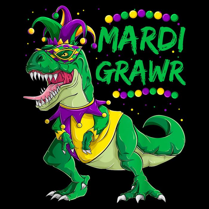 Mardi Grawr Dino Jester Outfit, Mardi Gras T Rex Kids Boys Zip Tote Bag