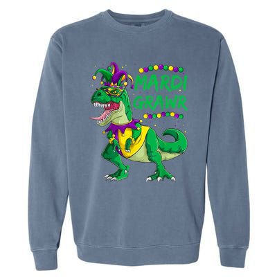 Mardi Grawr Dino Jester Outfit, Mardi Gras T Rex Kids Boys Garment-Dyed Sweatshirt