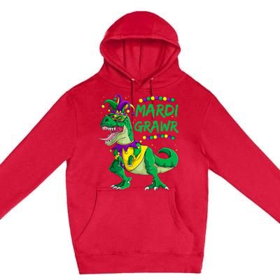 Mardi Grawr Dino Jester Outfit, Mardi Gras T Rex Kids Boys Premium Pullover Hoodie