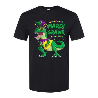 Mardi Grawr Dino Jester Outfit, Mardi Gras T Rex Kids Boys Softstyle CVC T-Shirt