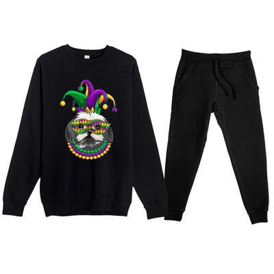 Mardi Gras Dog Apparel Shih Tzu Dog Mom Dad Lovers Premium Crewneck Sweatsuit Set