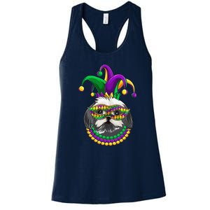 Mardi Gras Dog Apparel Shih Tzu Dog Mom Dad Lovers Women's Racerback Tank