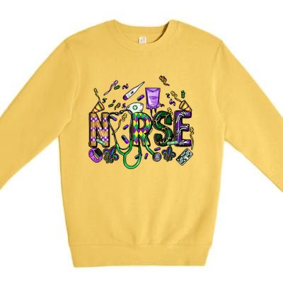 Mardi Gras Day Nurse New Orleans Nursing Festival Party Premium Crewneck Sweatshirt