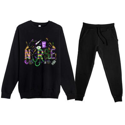 Mardi Gras Day Nurse New Orleans Nursing Festival Party Premium Crewneck Sweatsuit Set