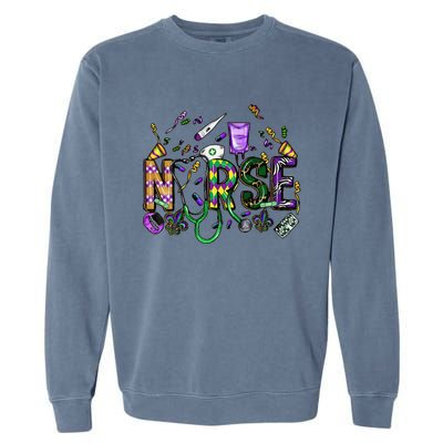 Mardi Gras Day Nurse New Orleans Nursing Festival Party Garment-Dyed Sweatshirt