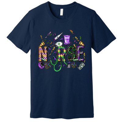 Mardi Gras Day Nurse New Orleans Nursing Festival Party Premium T-Shirt