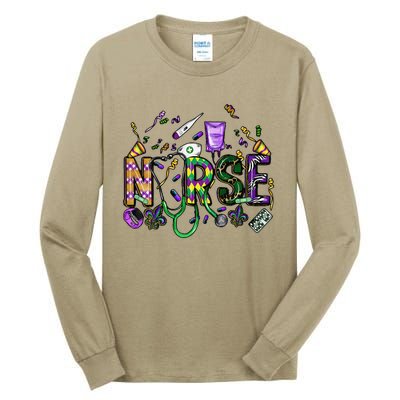 Mardi Gras Day Nurse New Orleans Nursing Festival Party Tall Long Sleeve T-Shirt