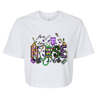 Mardi Gras Day Nurse New Orleans Nursing Festival Party Bella+Canvas Jersey Crop Tee