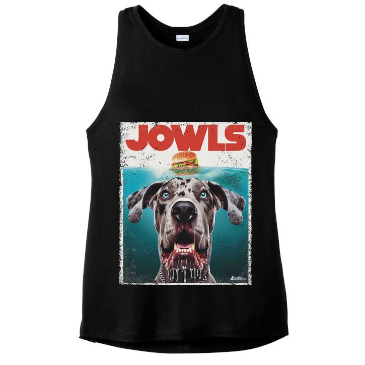 Merle Great Dane Jowls, Paws Top, Blue Eye Brown Dog Mom Dad Ladies PosiCharge Tri-Blend Wicking Tank