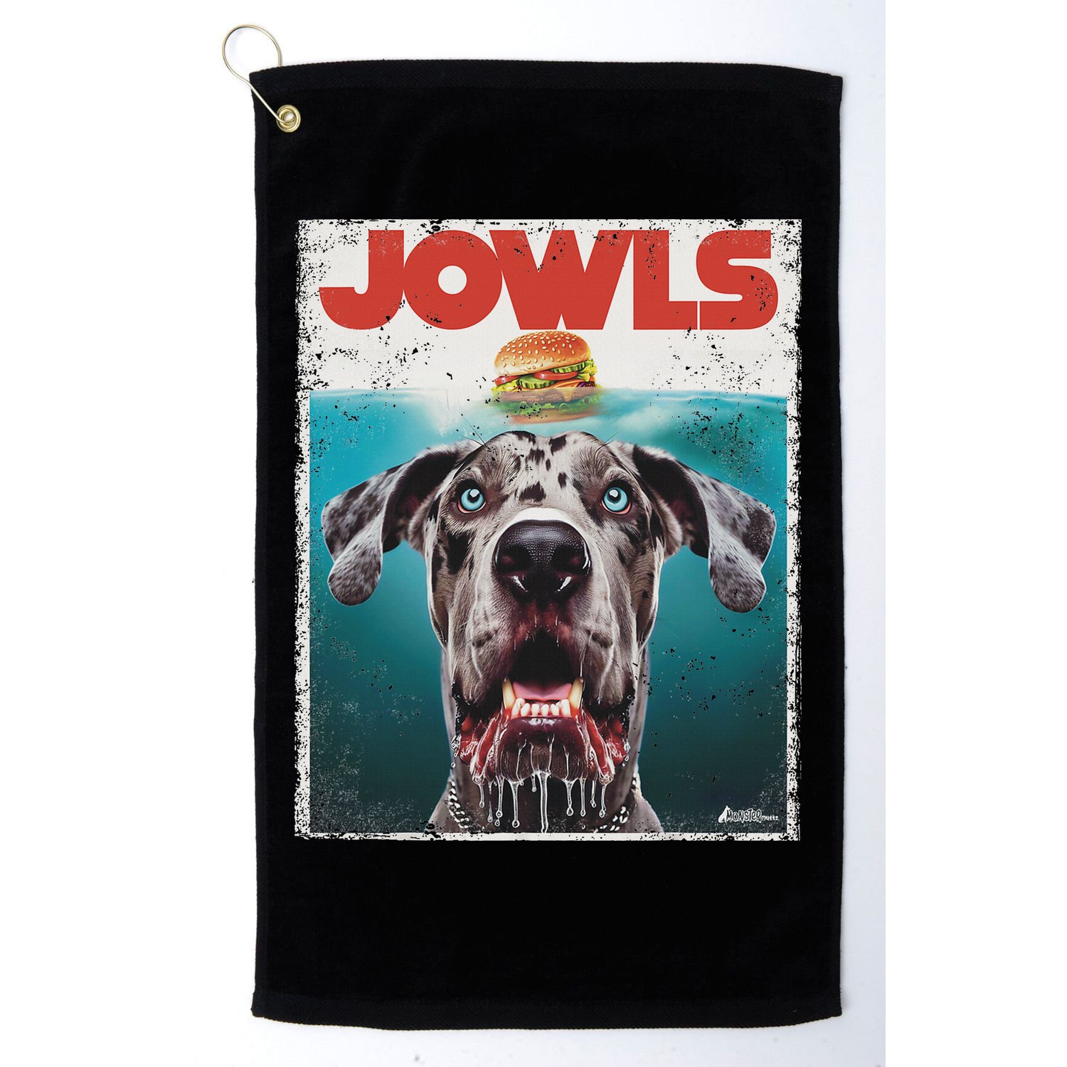Merle Great Dane Jowls, Paws Top, Blue Eye Brown Dog Mom Dad Golf Towel