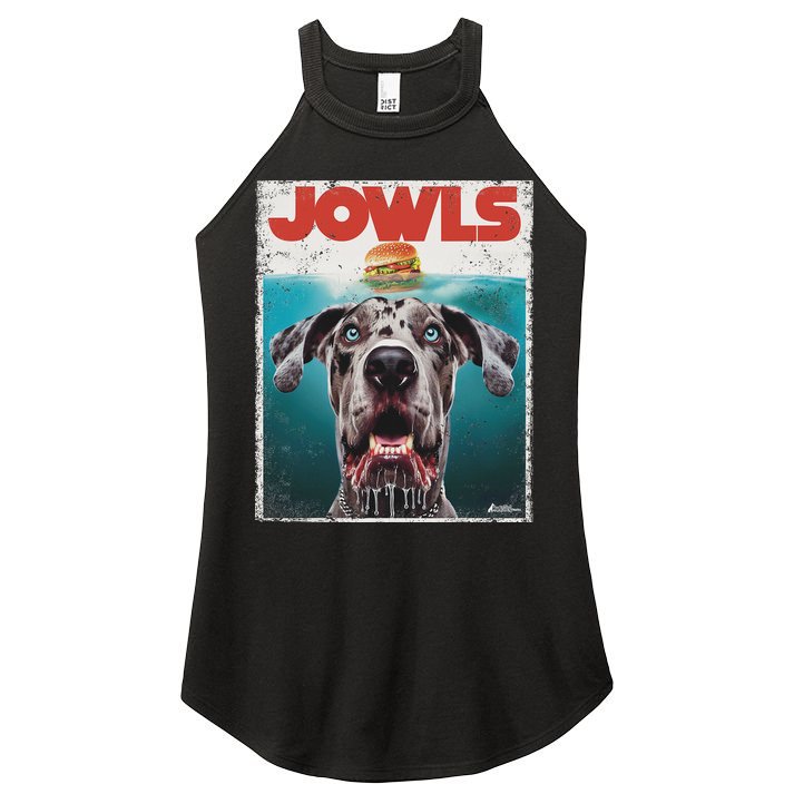 Merle Great Dane Jowls, Paws Top, Blue Eye Brown Dog Mom Dad Women's Perfect Tri Rocker Tank