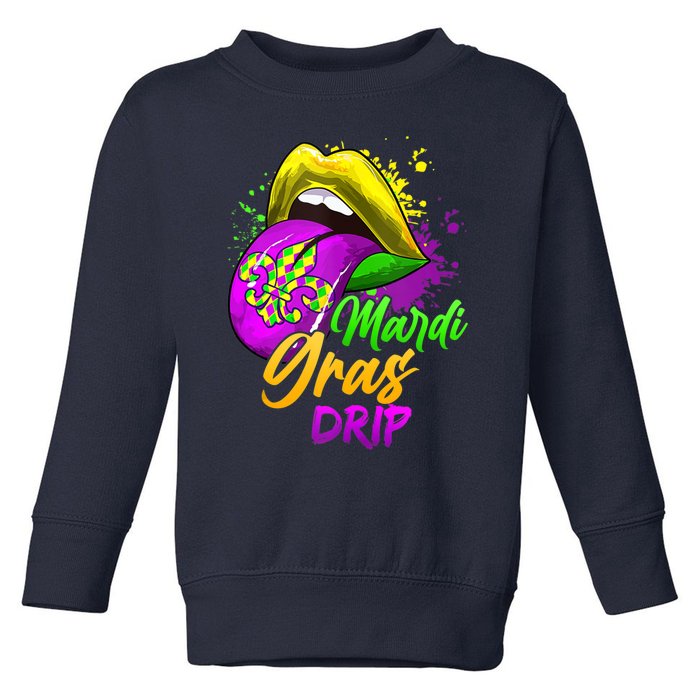 Mardi Gras Drip Mardi Gras Toddler Sweatshirt