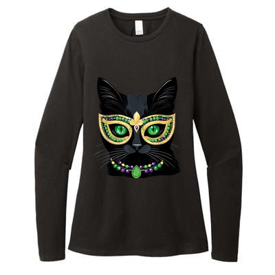 Mardi Gras Design Black Cat Mardi Gras Carnival Cat Lover Womens CVC Long Sleeve Shirt