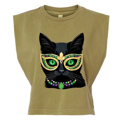 Mardi Gras Design Black Cat Mardi Gras Carnival Cat Lover Garment-Dyed Women's Muscle Tee