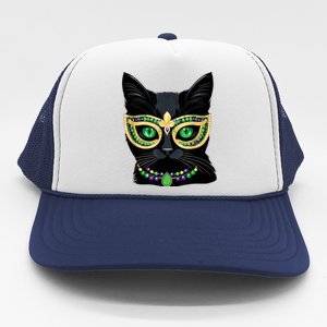 Mardi Gras Design Black Cat Mardi Gras Carnival Cat Lover Trucker Hat