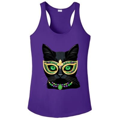 Mardi Gras Design Black Cat Mardi Gras Carnival Cat Lover Ladies PosiCharge Competitor Racerback Tank