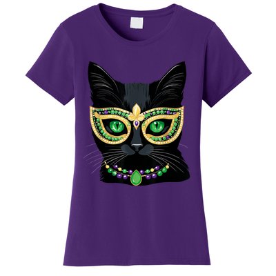 Mardi Gras Design Black Cat Mardi Gras Carnival Cat Lover Women's T-Shirt