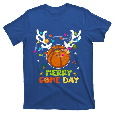 Merry Game Day Christmas Basketball Reindeer Xmas Sport Cool Gift T-Shirt