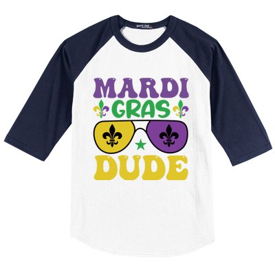 Mardi Gras Dude Sunglasses With Fleur De Lis Baseball Sleeve Shirt