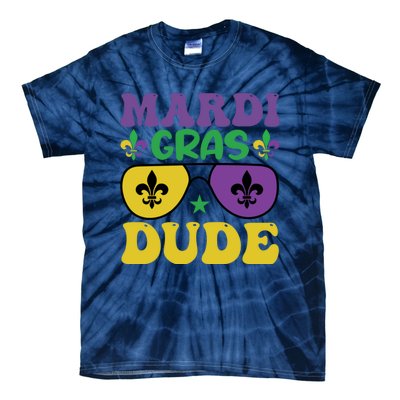 Mardi Gras Dude Sunglasses With Fleur De Lis Tie-Dye T-Shirt