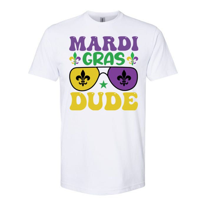 Mardi Gras Dude Sunglasses With Fleur De Lis Softstyle CVC T-Shirt