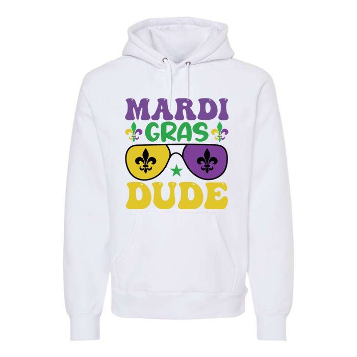 Mardi Gras Dude Sunglasses With Fleur De Lis Premium Hoodie