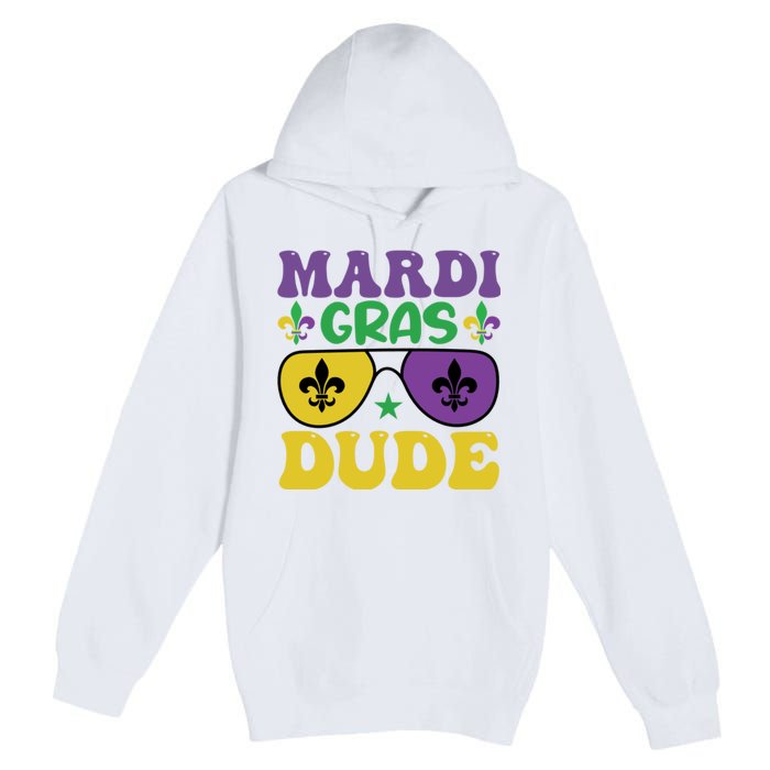 Mardi Gras Dude Sunglasses With Fleur De Lis Premium Pullover Hoodie