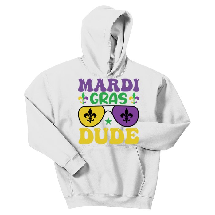 Mardi Gras Dude Sunglasses With Fleur De Lis Kids Hoodie