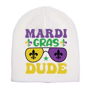 Mardi Gras Dude Sunglasses With Fleur De Lis Short Acrylic Beanie