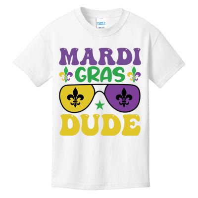 Mardi Gras Dude Sunglasses With Fleur De Lis Kids T-Shirt