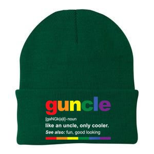 Mens Guncle Definition Rainbow Funny Gift For Gay Uncle TShirt Knit Cap Winter Beanie