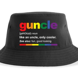 Mens Guncle Definition Rainbow Funny Gift For Gay Uncle TShirt Sustainable Bucket Hat