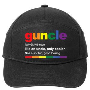 Mens Guncle Definition Rainbow Funny Gift For Gay Uncle TShirt 7-Panel Snapback Hat