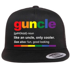 Mens Guncle Definition Rainbow Funny Gift For Gay Uncle TShirt Flat Bill Trucker Hat