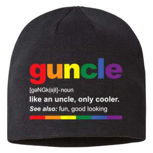 Mens Guncle Definition Rainbow Funny Gift For Gay Uncle TShirt Sustainable Beanie