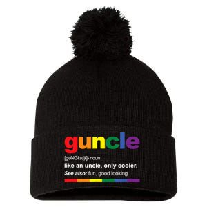 Mens Guncle Definition Rainbow Funny Gift For Gay Uncle TShirt Pom Pom 12in Knit Beanie