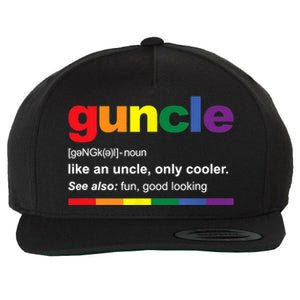 Mens Guncle Definition Rainbow Funny Gift For Gay Uncle TShirt Wool Snapback Cap