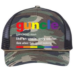 Mens Guncle Definition Rainbow Funny Gift For Gay Uncle TShirt Retro Rope Trucker Hat Cap