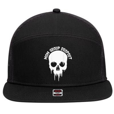 Mom Group Dropout Funny Skull Blood Scary Mom Mama Halloween 7 Panel Mesh Trucker Snapback Hat