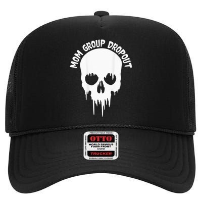 Mom Group Dropout Funny Skull Blood Scary Mom Mama Halloween High Crown Mesh Back Trucker Hat