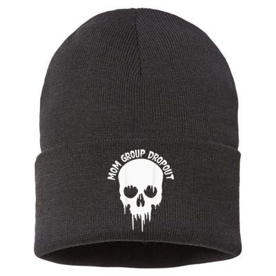 Mom Group Dropout Funny Skull Blood Scary Mom Mama Halloween Sustainable Knit Beanie