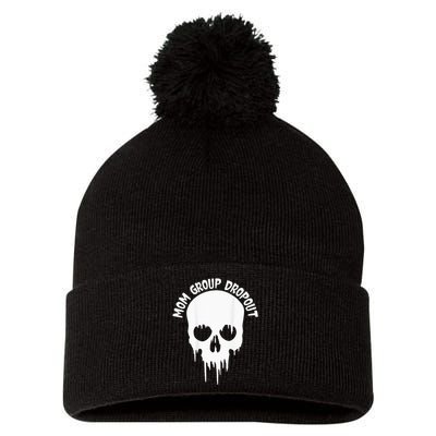 Mom Group Dropout Funny Skull Blood Scary Mom Mama Halloween Pom Pom 12in Knit Beanie